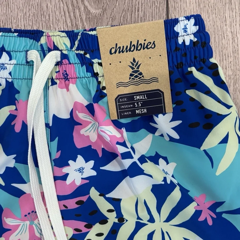 Chubbies The Floral Surprises Mens Small 5.5 Classic Swim Trunks Blue Floral New